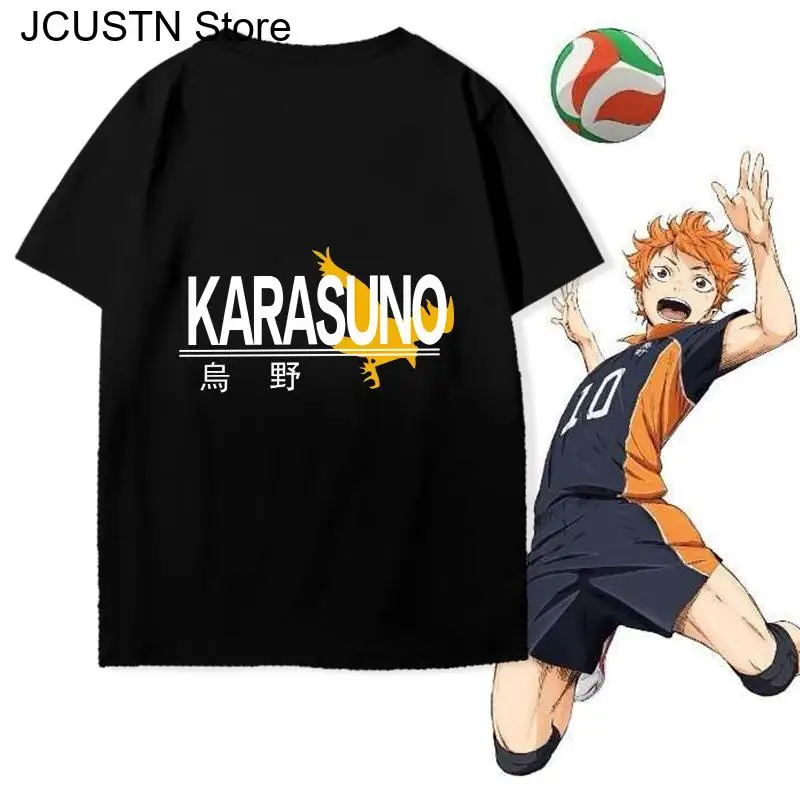 Anime Haikyuu!! Costume Tees Women Women's T Shirt Cotton Tops Karasuno High School Volleyball Club Short Sleeve Clothes