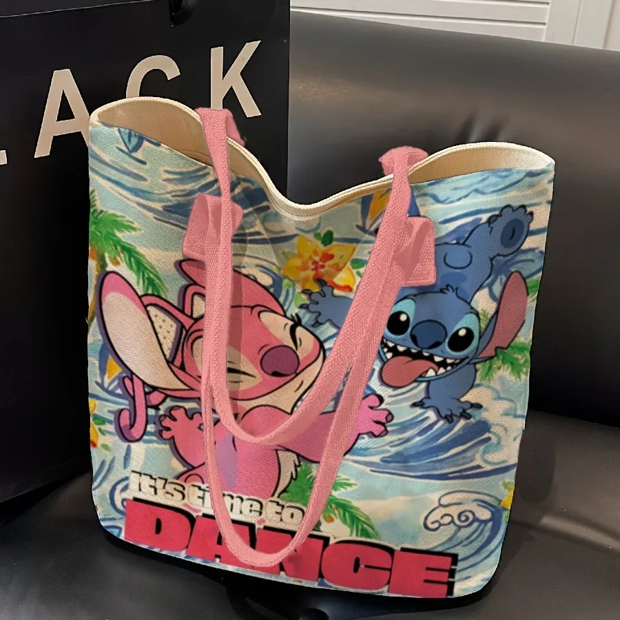 

Kawaii Stitch большая вместительная сумка для хранения на плечо, сумка для покупок, кошелек с мультяшным узором, дорожная сумка, милый подарок на день рождения для девочек