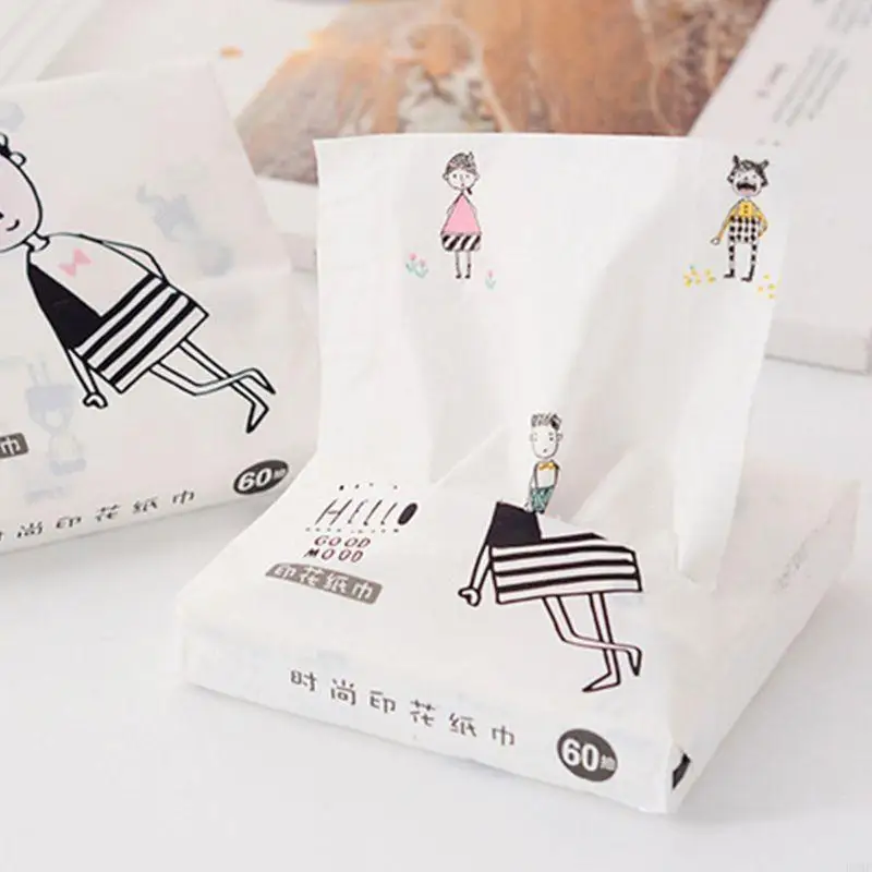 

R3MF 60Pcs/Pack 3 Ply Disposable for Facial Paper Tissues Thickened Colorful Car