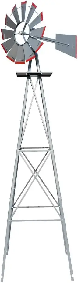 

8FT Ornamental Windmill Backyard Garden Decoration Weather Vane, Heavy Duty Metal Wind Mill w/ 4 Legs Design