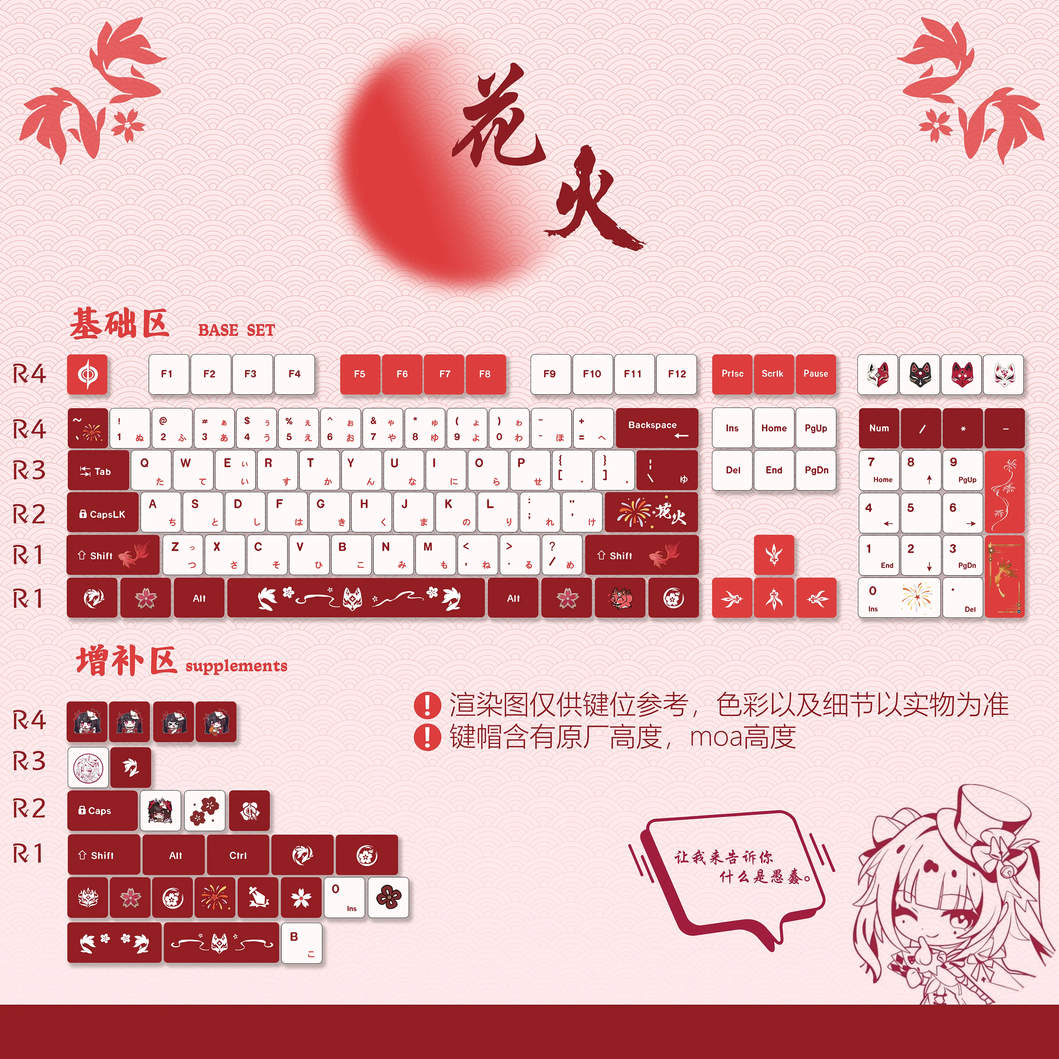 

Fireworks keycaps, simple mechanical keyboard, five sided thermal sublimation PBT original keycaps
