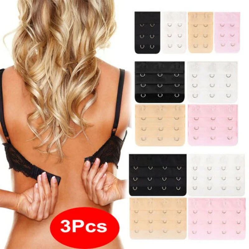 3 pçs nova mulher ajustável sutiã extensores 2 ganchos/3 ganchos/4 gancho macio sutiã flexível extensão cinto strapless cueca cinta