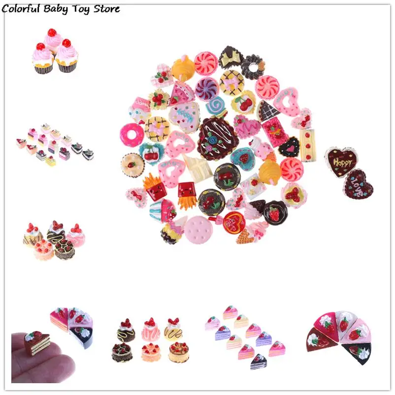 DIY Dolls Accessories Colorful dollhouse Dolls Miniature Pretend Toy Mini Play Food fruits strawberry Cake Biscuit Donuts