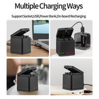 TELESIN Portable Battery Charger  3 Slots LED Light Battery Charger Storage Box Type C Cable for GoPro Hero 5 6 7 8 Black Camera