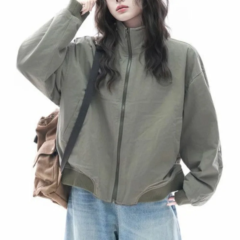Retro High-end Double-sided Worn Pilot Jacket for Women Warm Plush Bomber Coats Women's Autumn Winter Cleanfit Workwear Parkas