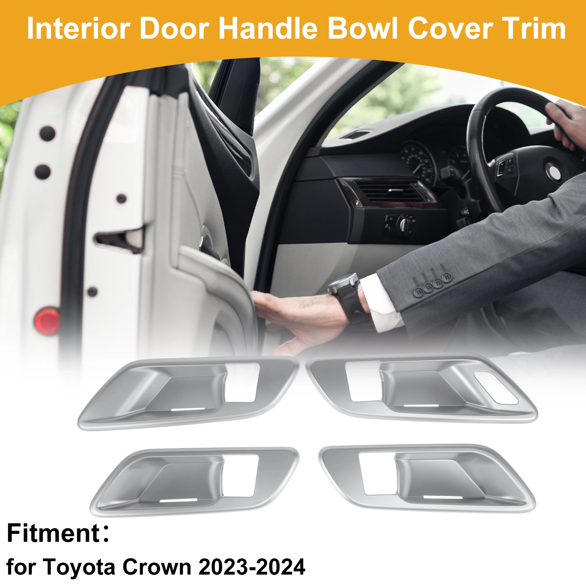 

UXCELL внутренняя дверная ручка, накладка чаши для Toyota Crown, отделка рамы, передняя левая передняя правая, серебристый тон, 4 шт.
