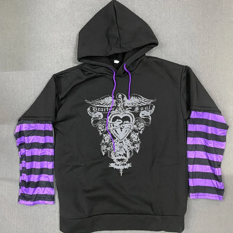 Streetwear Gothic Casual Creative Pattern Printed Women Fashion Clothing Loose Sweet Cool Y2K Harajuku Retro Fake Two Hoodie Top