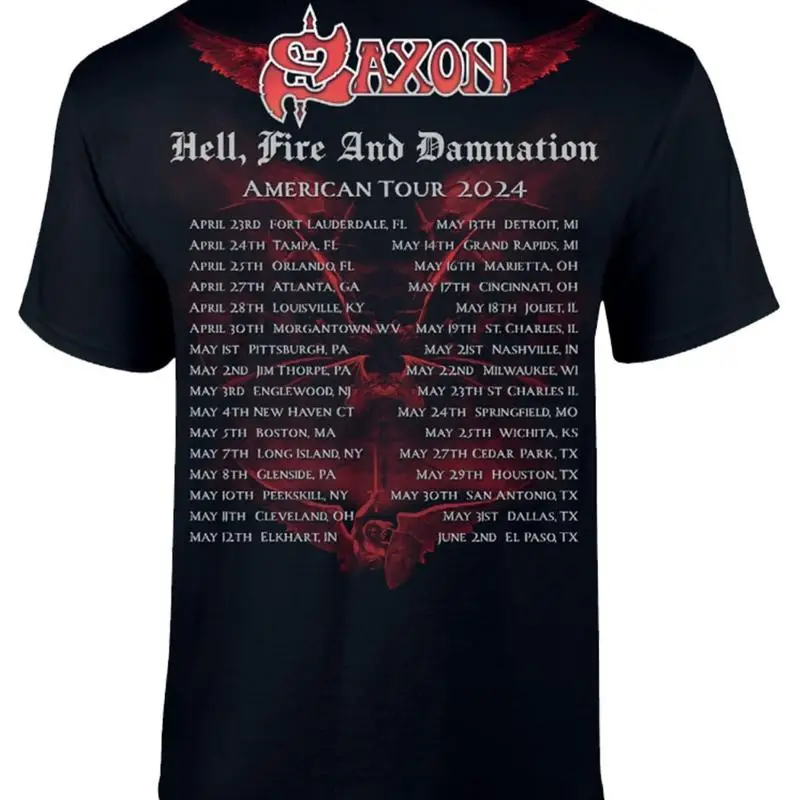 Saxon Hell Fire And Damnation 2024 Tour T-Shirt