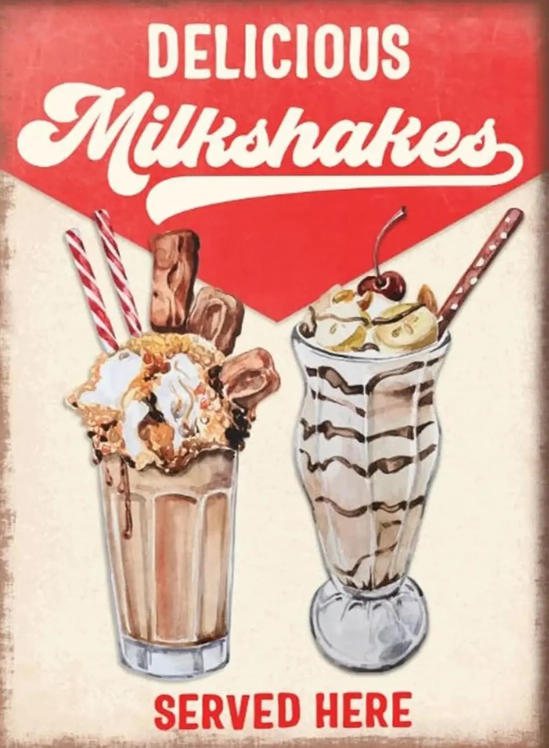 Y1,Retro Milkshake Sign 50s Diner Poster Cafe Bar Party Vintage Cute Metal Gi