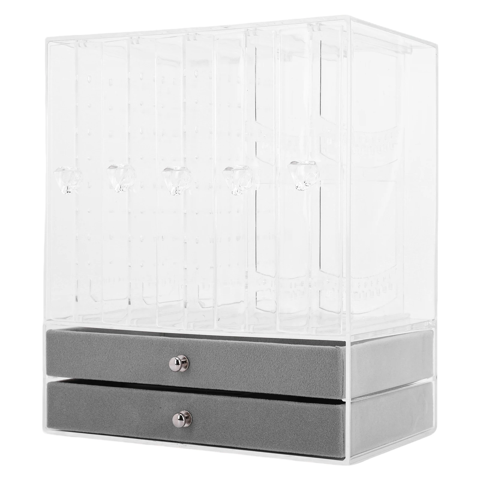

Jewelry Hanger Storage Box with Slide-Out Drawers Earring Holder Organizer Stand for Hair Ties Bangles Bracelet Rings Watch
