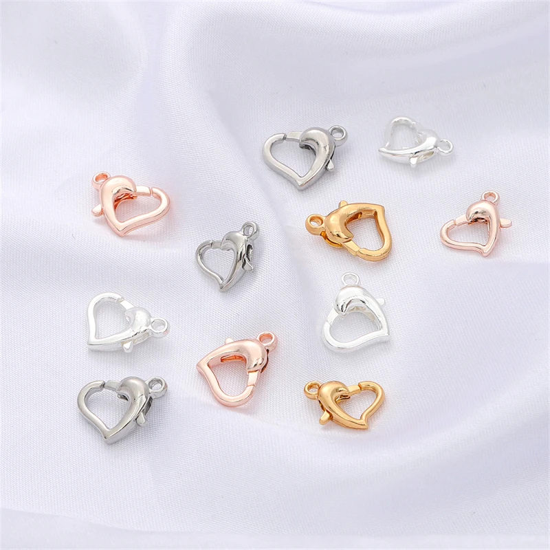 

1pcs 14K/18K Gold/Silver Plated Brass Lobster Hooks End Connector Heart Clasps For Jewelry Making DIY Necklace Bracelet Earrings