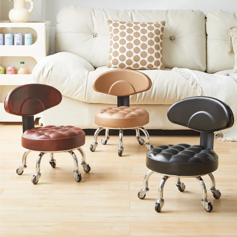 Wheel Small Stool Beauty Salon Chairs Pulley Low Rotation Shoe Stool Children Living Room Beautiful Swivel Chair Salon Equipment