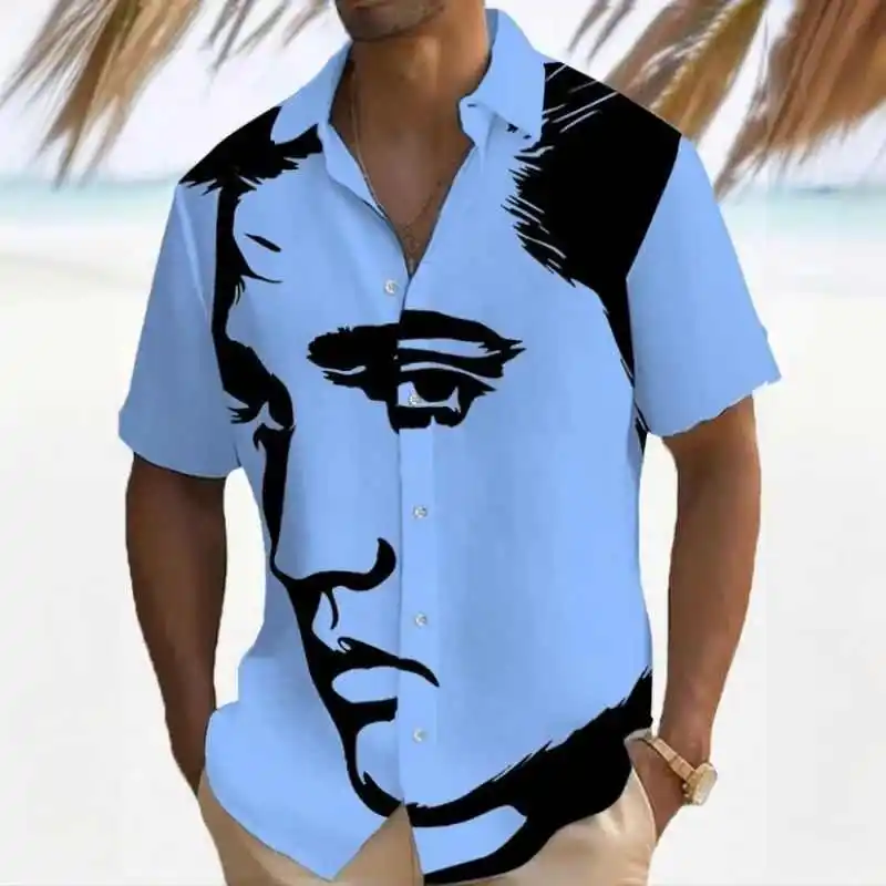 

Digital Print ort Sve Men's irt 3D Printed Casual Faionable Summer Ice Sensation Cotton Blend Busin Casual Sle