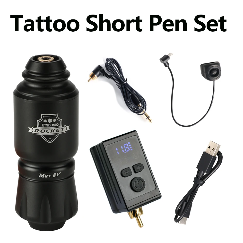 

Mini Rocket Rotary Tattoo Machine Set with Wireless Power Supply RCA Interface Rotary Tattoo Pen Kit for Permanent Makeup Artist