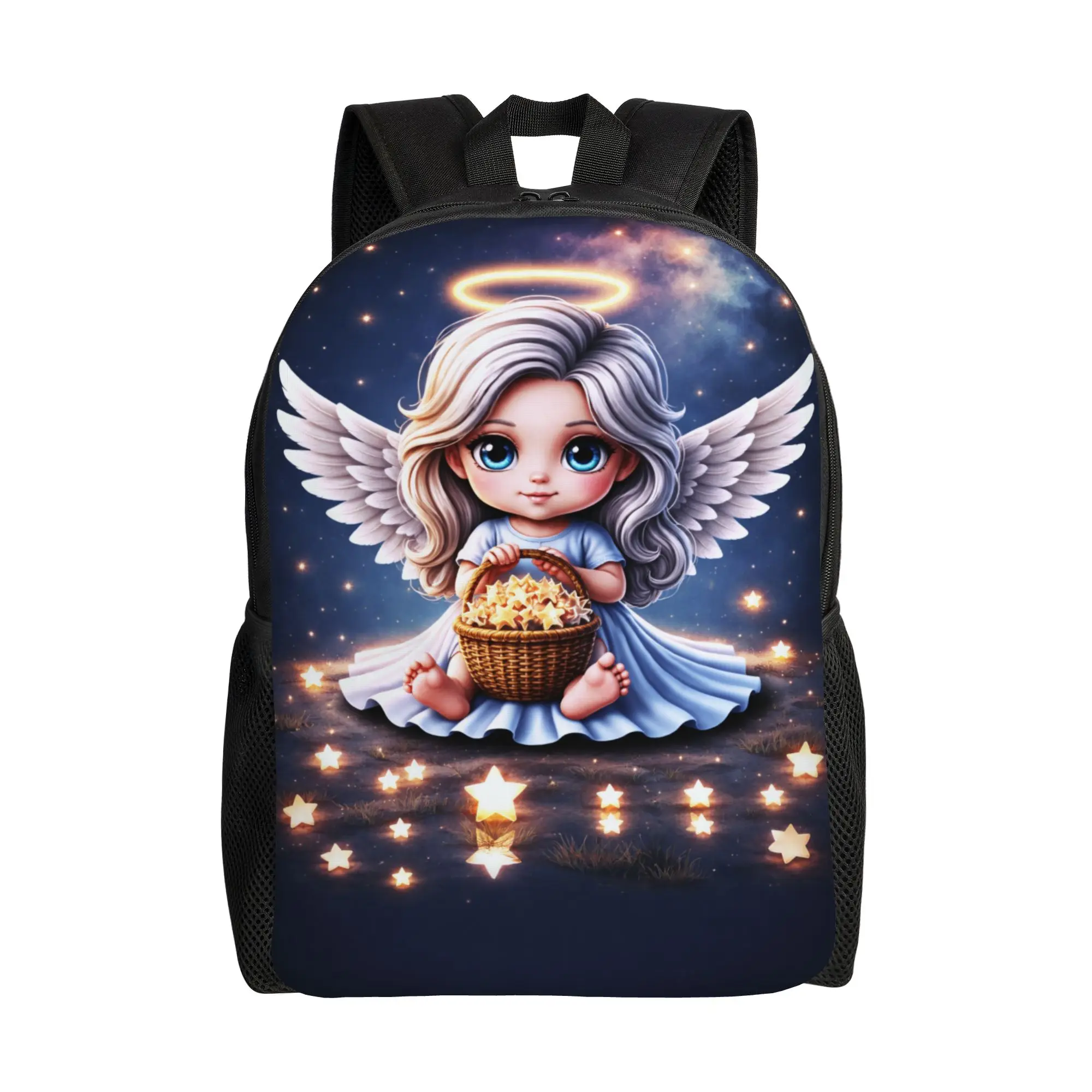 

Крутой рюкзак с графическим принтом Kawaii Little Angel Prayer, рюкзак для старшей школы, походный рюкзак для мужчин и женщин, сумка через плечо для ноутбука