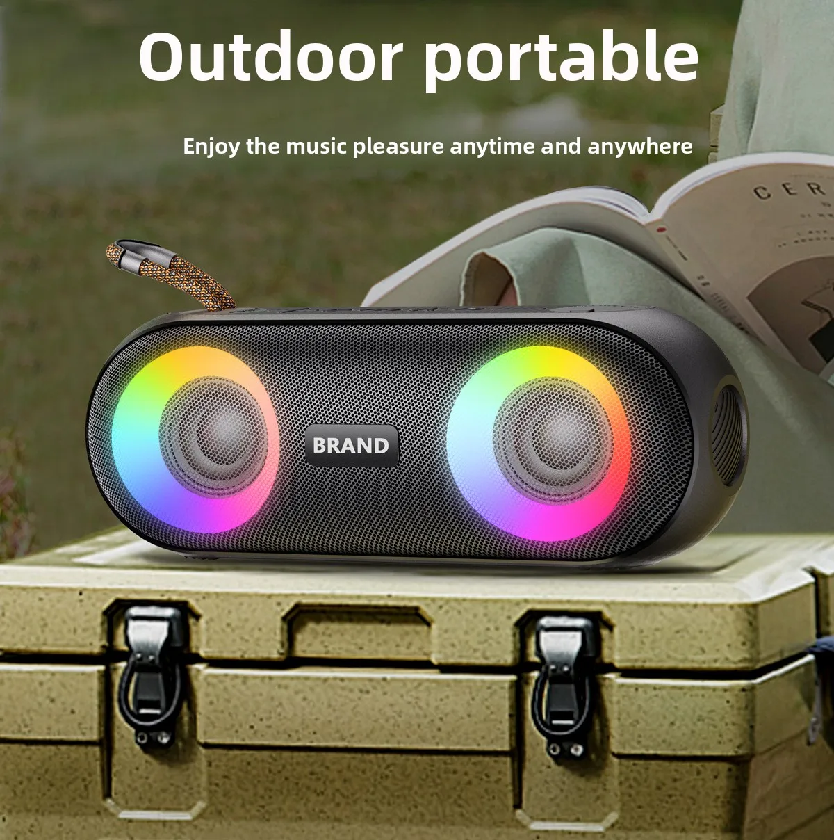 

Портативная уличная Bluetooth-колонка с RGB-подсветкой, идеально подходит для спорта и фитнеса, беспроводное Bluetooth-аудио.