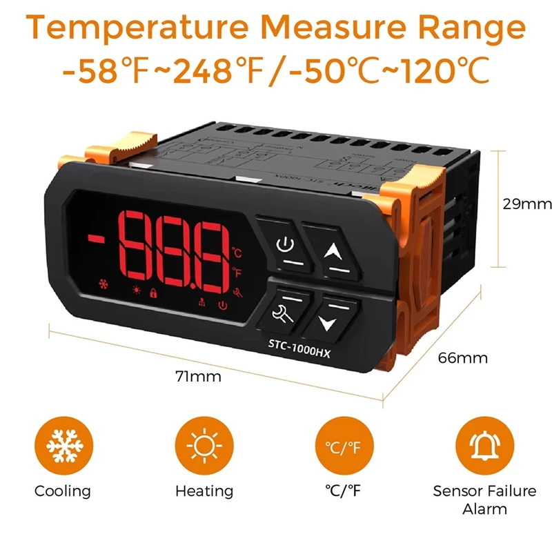 Regulator temperatury STC-1000HX pełzający wodą Pet Box inkubator komputerowy regulator temperatury przełącznik 220V