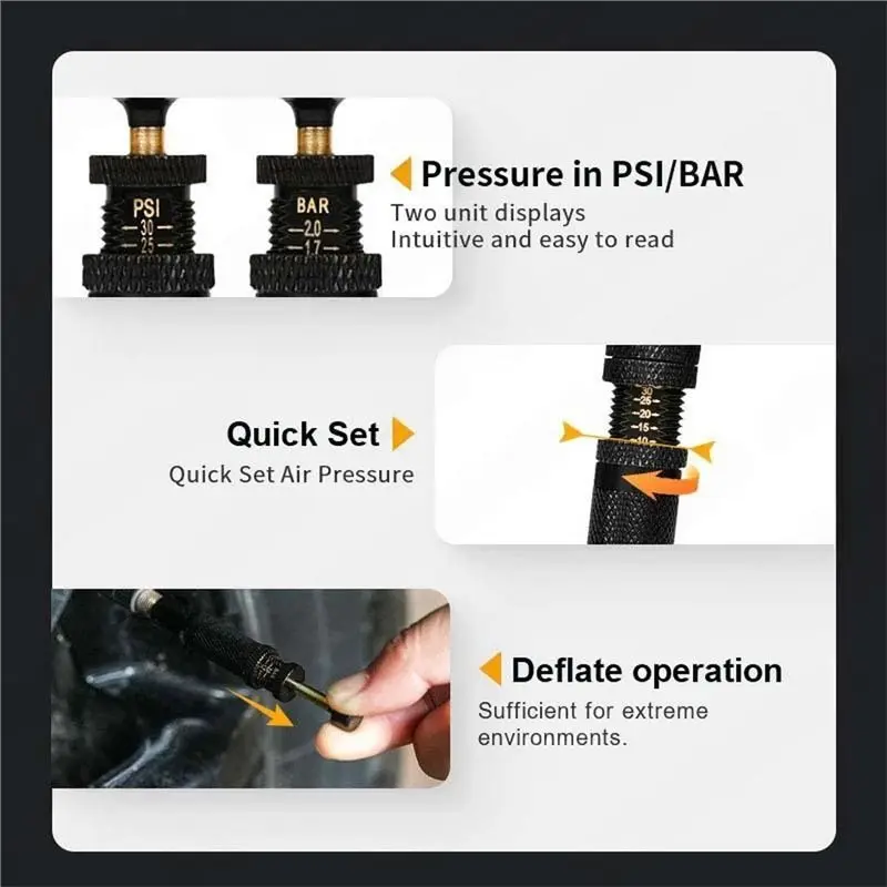 A58X-Screw-On Tyre Air Down Tool Auto-Stop Tire Deflator Valve Kit 10-30 PSI Vehicle Motorcycle Offroad Tire Tools Set