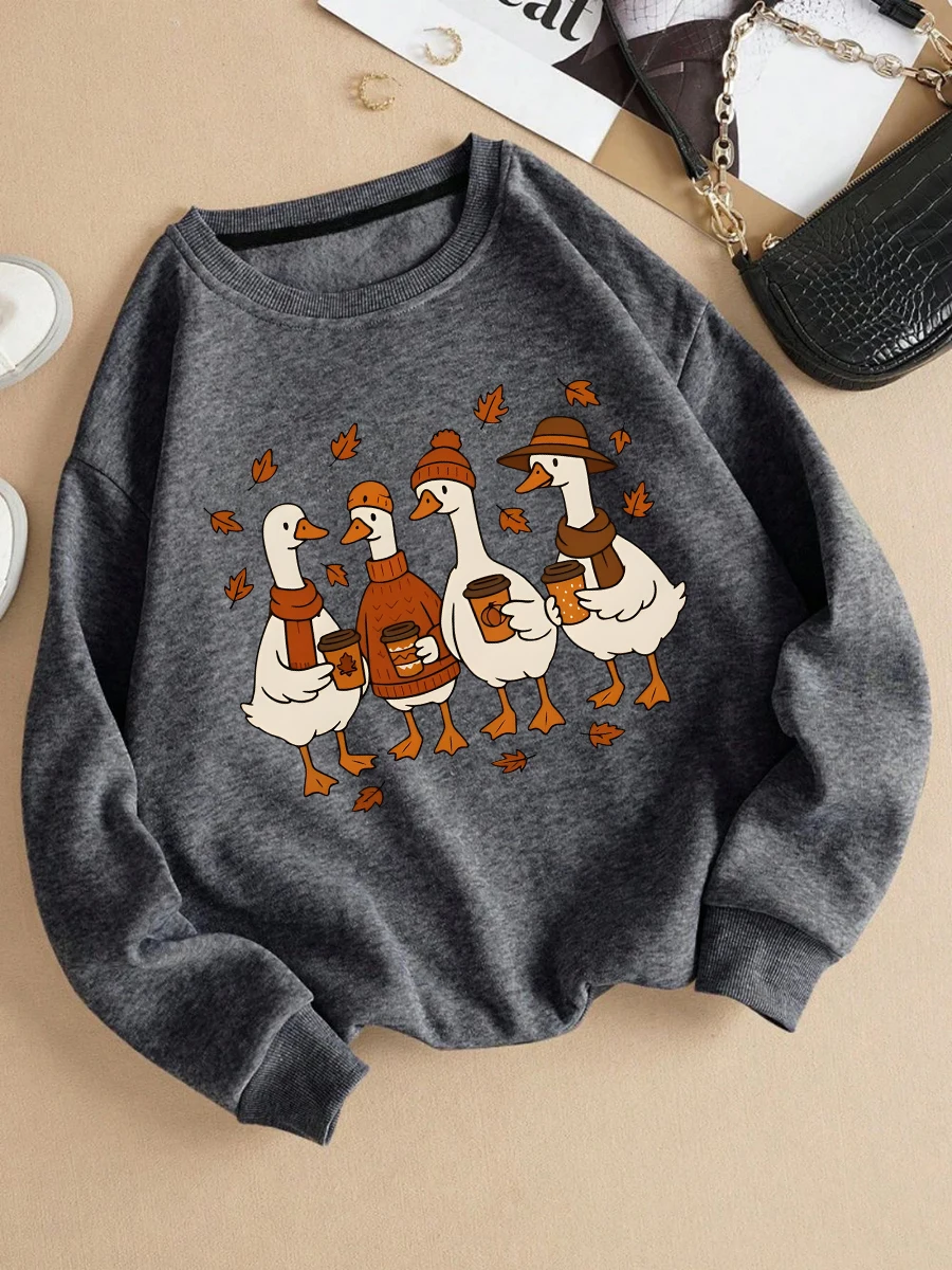 Rundhals-Sweatshirt, langärmlig, bedruckt, lässig, warm, stilvoll, Persönlichkeitsmuster, schwer (Stoffgewicht 220–320 g/m2)