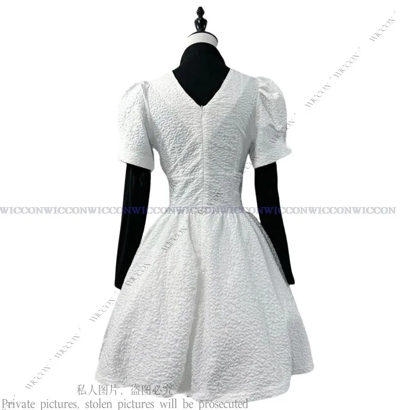 أزياء كوماتسو التأثيرية نانا ملابس العمل فستان أبيض منتفخ الأكمام الخصر الزي اليومي لعب الأدوار حفلة الهالوين شعر مستعار ؛ 6,r'8;p