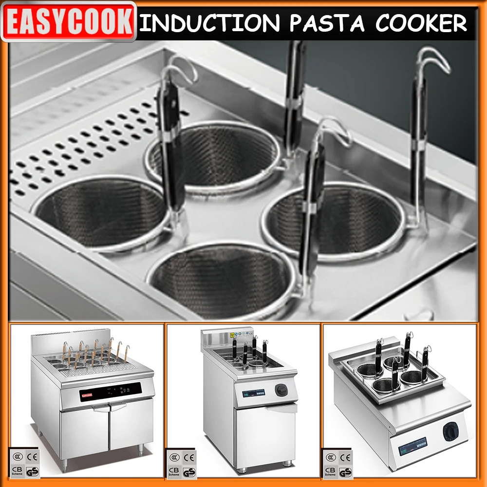 Commercial Electric Induction Noodle Cooker with Automatic Lift 6 Baskets Noodle Boiler for Asian Fast Food Chain
