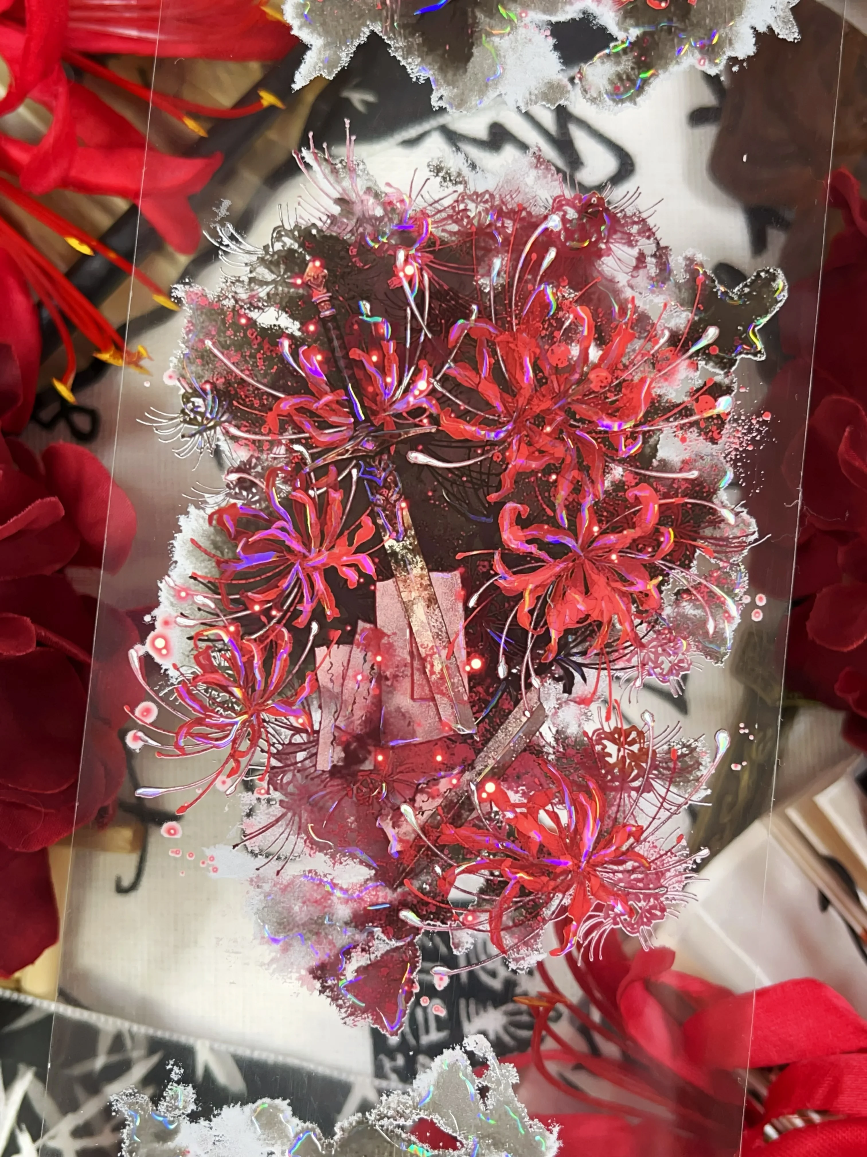 مذهلة الأحمر العنكبوت زنبق في العالم القيثارة لامعة قذيفة PET الشريط الحرفية لوازم DIY بها بنفسك سكرابوكينغ بطاقة صنع ديكور خطة ملصق #3