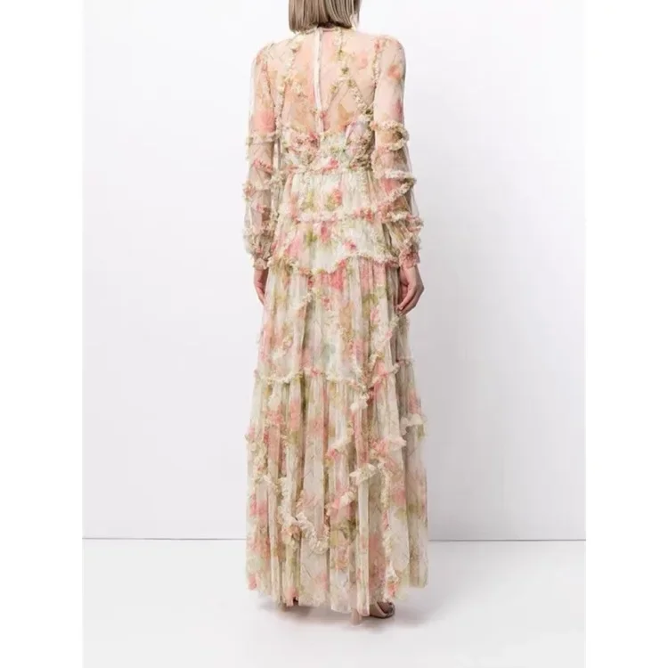 Robe de mariée longue en maille romantique, nickel é de fleurs, oscillation élégante, patients muse, photographie de vacances, nouveau, 2024