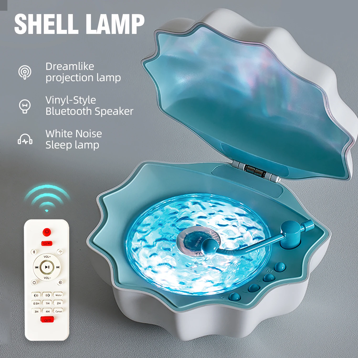 Ocean Wave Projector Lamp with Built-in Bluetooth Speaker White Noise Remote Control for Home Decor Relaxation Parties Music Gif