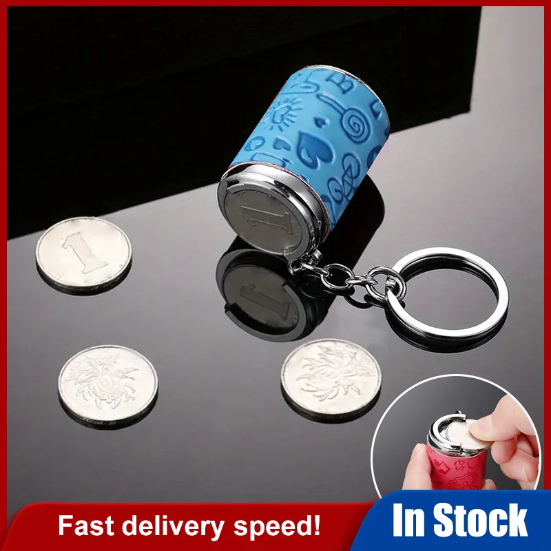 Metal Coin Tube Keychain Portable Fashionable Key Pendant Coin Bucket Coin Storage Keychain Coin Bank Coin Bank Novelty Keychain