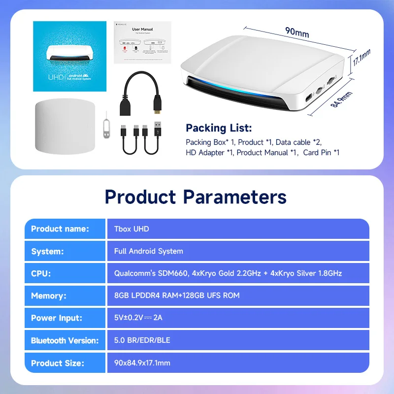 Carlinkit 무선 안드로이드 자동 카플레이, AI 박스, 안드로이드 13, AI 박스, Tbox, UHD, HDMI, USB, HD 비디오, 유튜브 틱톡용, 8g, 128GB