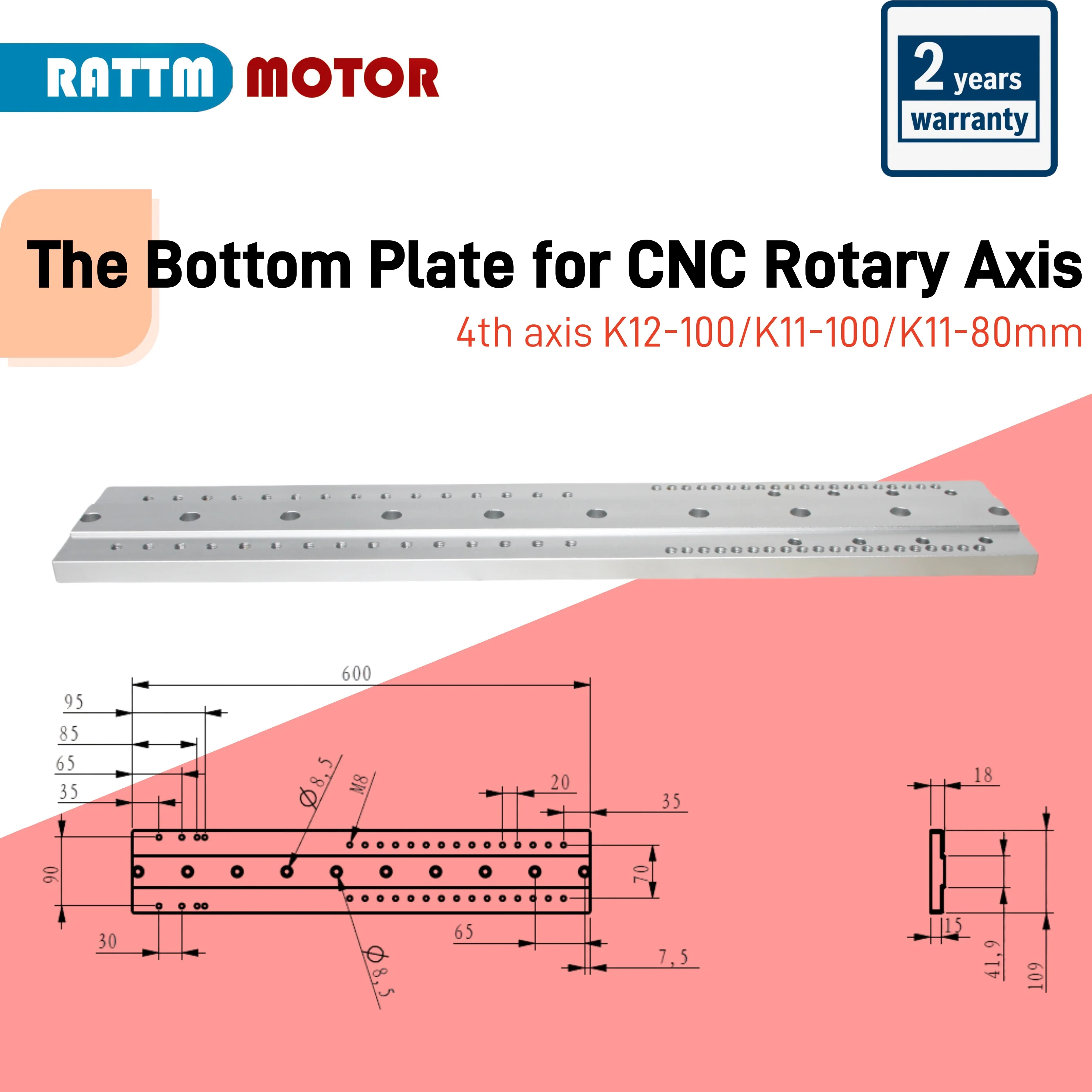 The Bottom Plate for CNC Rotary Axis K12-100/K11-100/K11-80mm 4th axis Router Lathe Engraving Milling Machine Kit