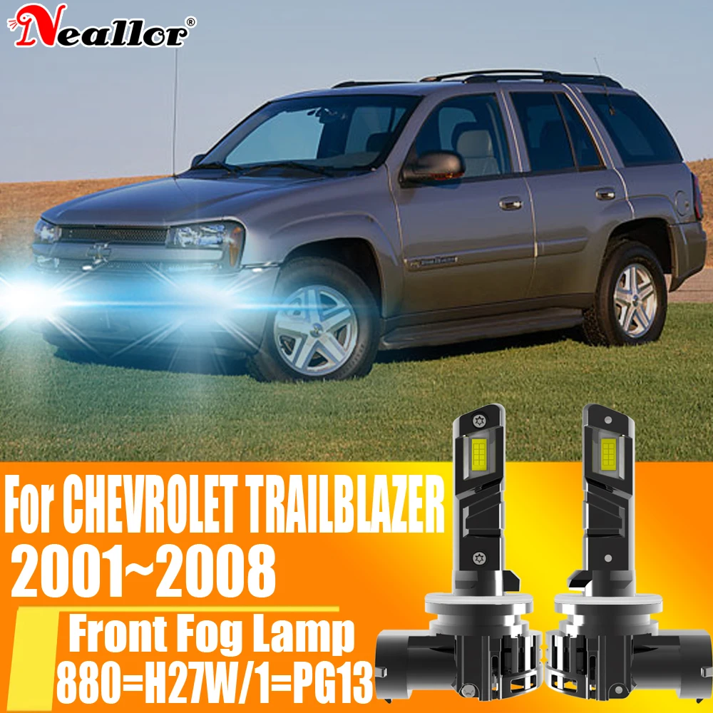 

2pcs H27W/1 880 H27 PG13 Led Moto Fog Lamp Canbus Light Car Turbo Diode Bulb White Headlight For CHEVROLET TRAILBLAZER 2002~2008