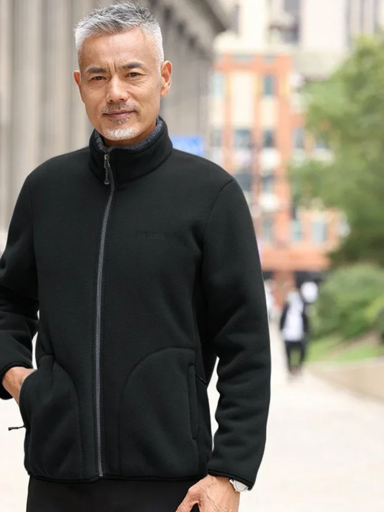 

Men New Jackets Thick Coats Zipper Stand Collar Coat Casual Loose Splice Simple Jacket Outerwear Open Stitch Autumn Winter 2025