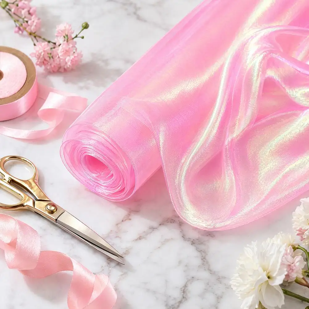 Organza Organza Fabric 59 Inch Wide Holographic Sheer Gauze for Wedding Decor Photography Backdrop Diy Dressmaking Crafts