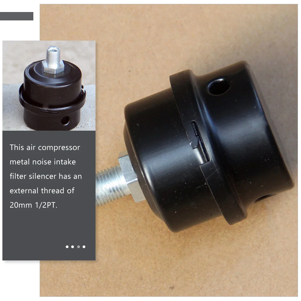 

2 Pcs Air Compressors Filters Pneumatic Mufflers Noise Reducer Fittings Mute Generator Intake Sound Metal Pump