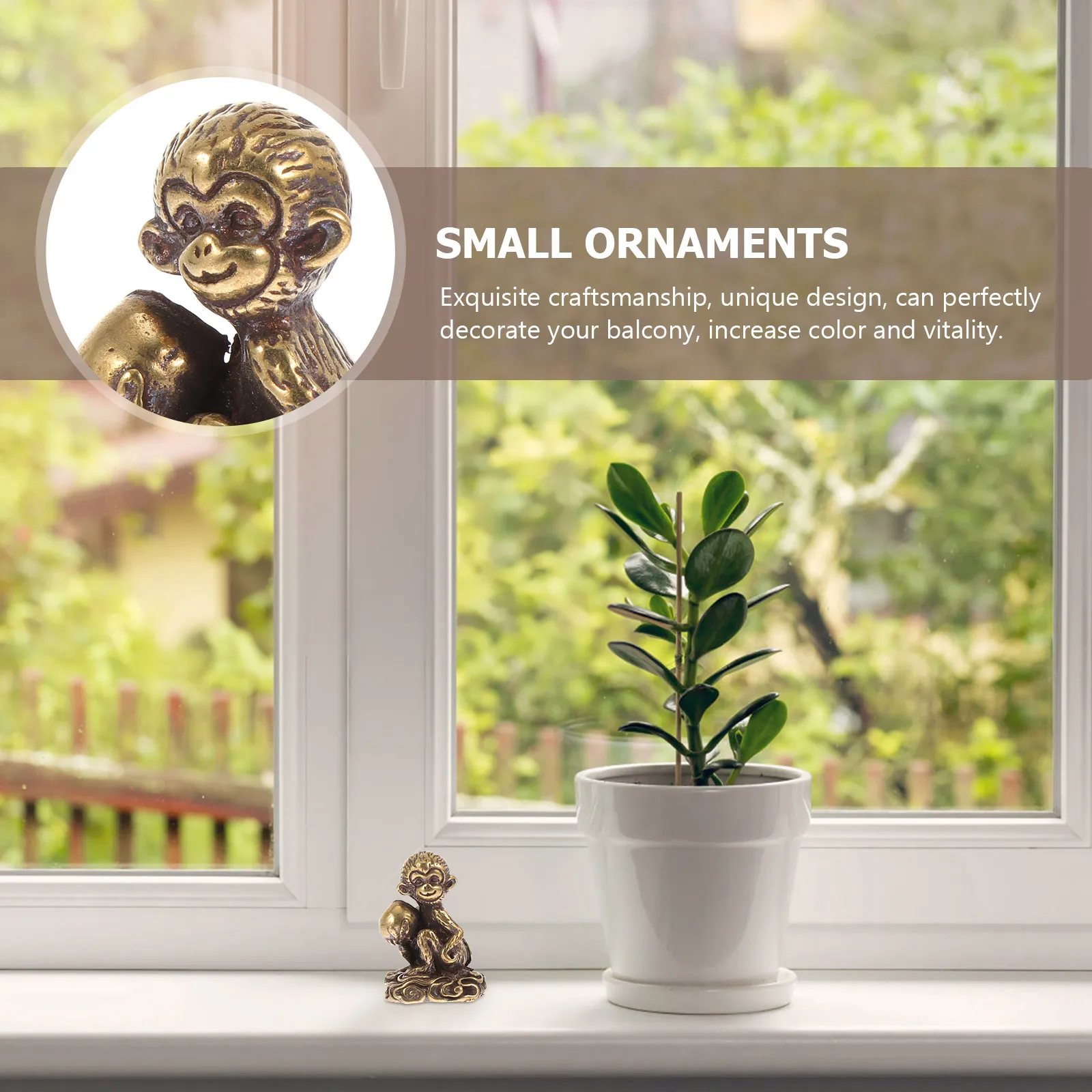 

1pc Mini Monkey Ornament Desktop Small Monkey Ornament Statue Decor Exquisite Craft Home Office Feng Shui Decoration