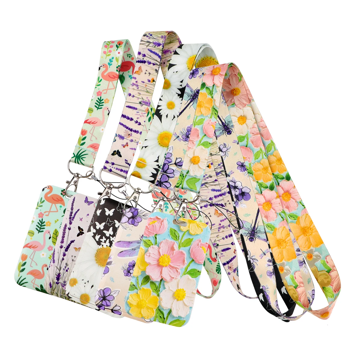 Retro Flowers Animals Lanyard Neck Strap Keychain ID Card Cover Badge Holder Mobile Phone Hang Rope Keyring Accessories Gifts