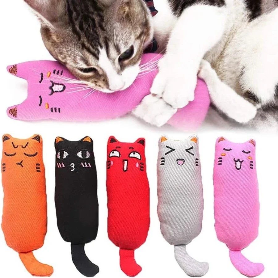 Pet Cat Interactive Plush Toy Catnip Thumb Pillow Rustling Sound Teeth Cleaning Boredom Relief Cat Supplies