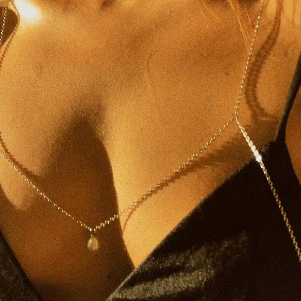 Stonefans Fashion Simple Pearl Chest Chain Jewellery Bikini  Women Sexy Boho 2024 Hot Lingerie Accessories Gift Club Erotic Gift