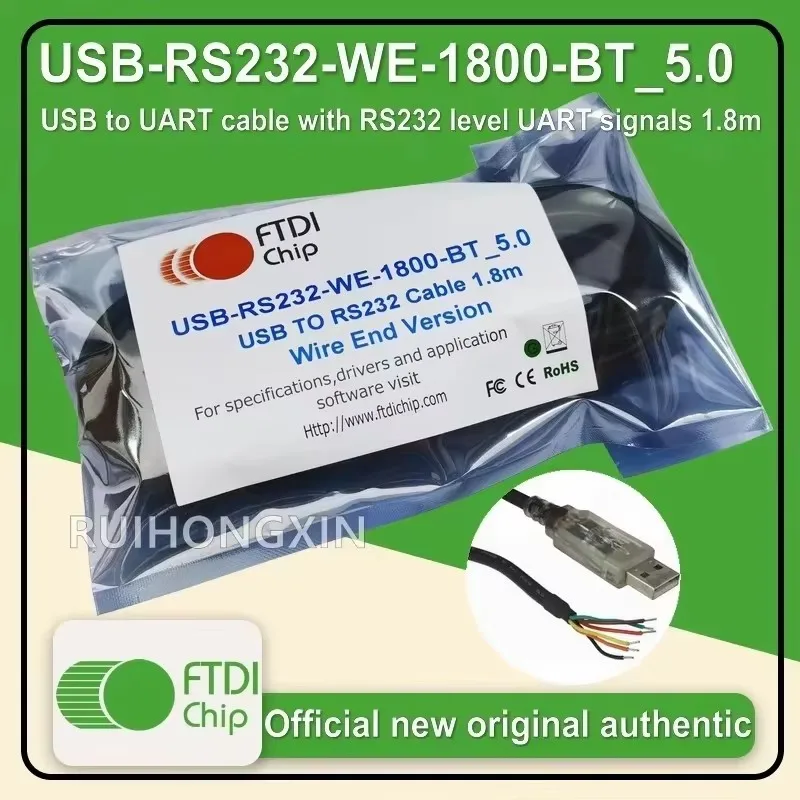 Cable USB a UART USB-RS232-WE-1800-BT_5.0 con señales UART de nivel RS232, 12Mbps, 1MBaud, chip FTDI, oficial, nuevo, original, auténtico