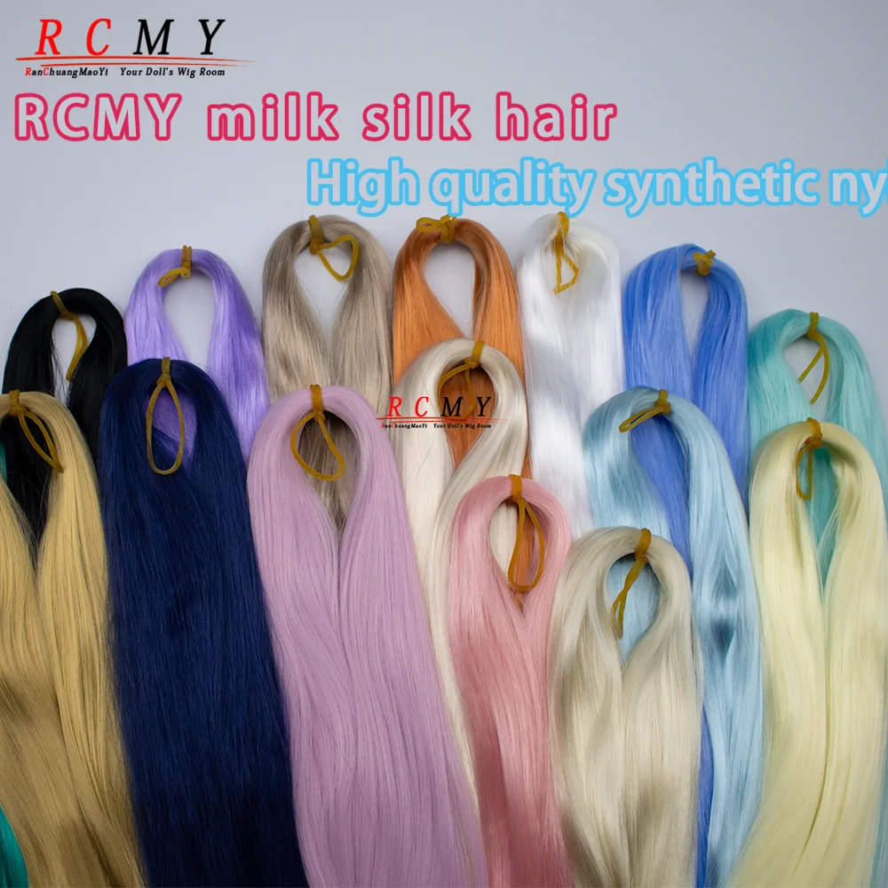 RCMY Milk Silk Doll Hair BJD SD Doll 80CM/40 White Black Hair Row  Anti Mohair Wig Synthesis Handmade Hook Transplant Material