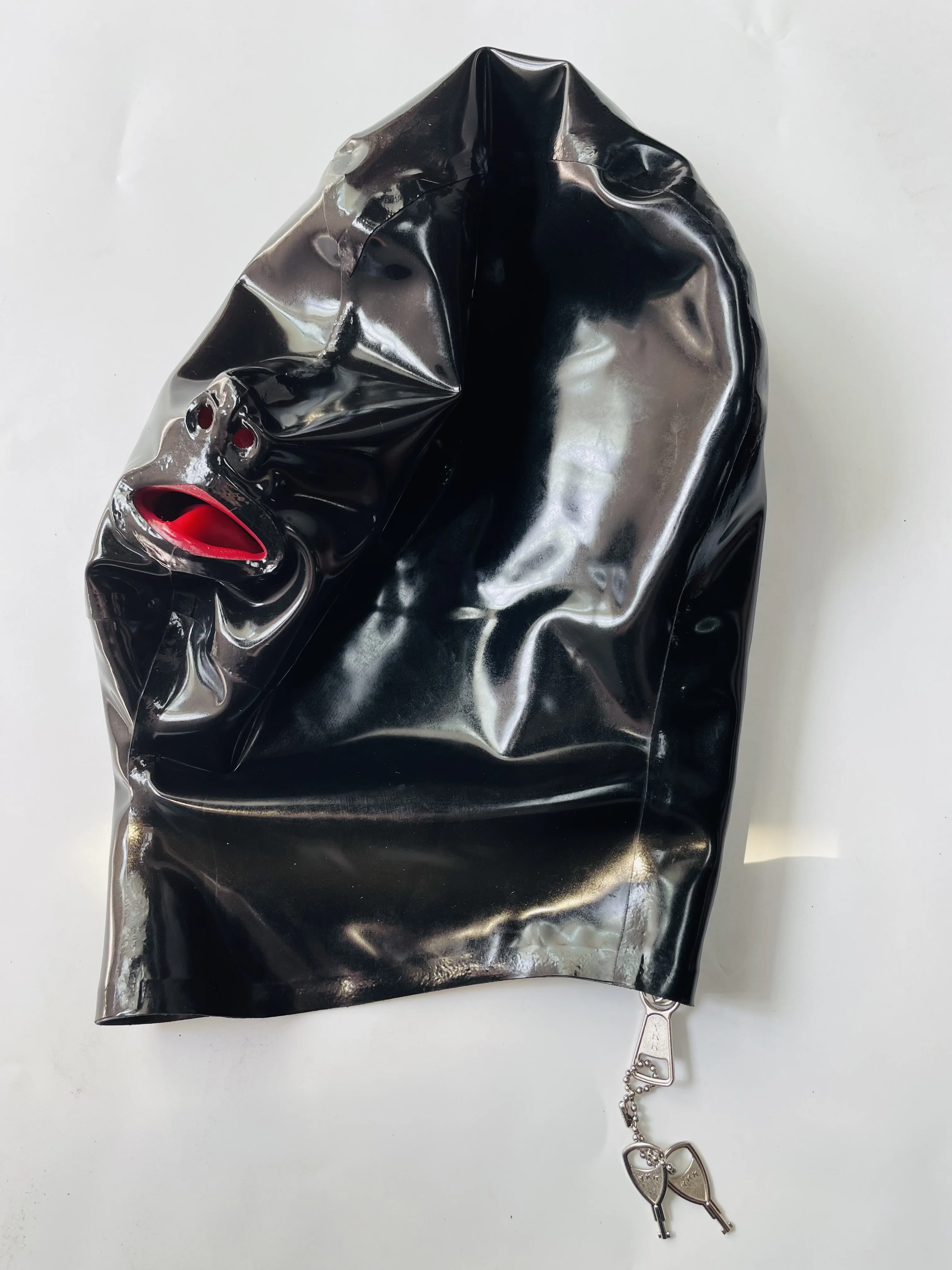 Latex Masker Kap Micropore Ogen Rode Tanden Neus Tube Afsluitbare Zip 0.4Mm