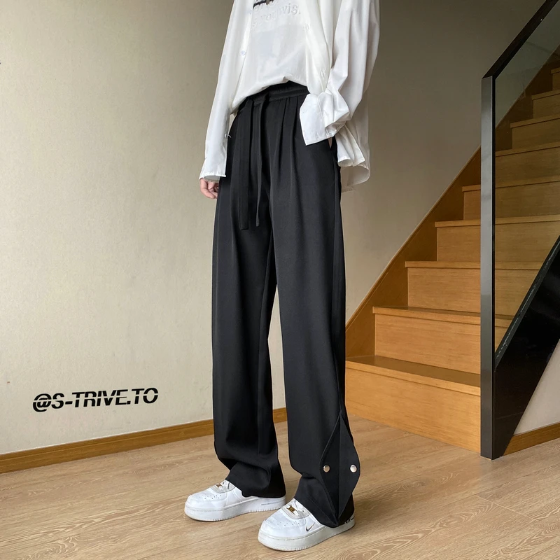 

Мужские повседневные брюки прямого кроя, весенне-осенние, тонкие, свободные, в пол, струящиеся, для работы и повседневной носки, длинные брюки