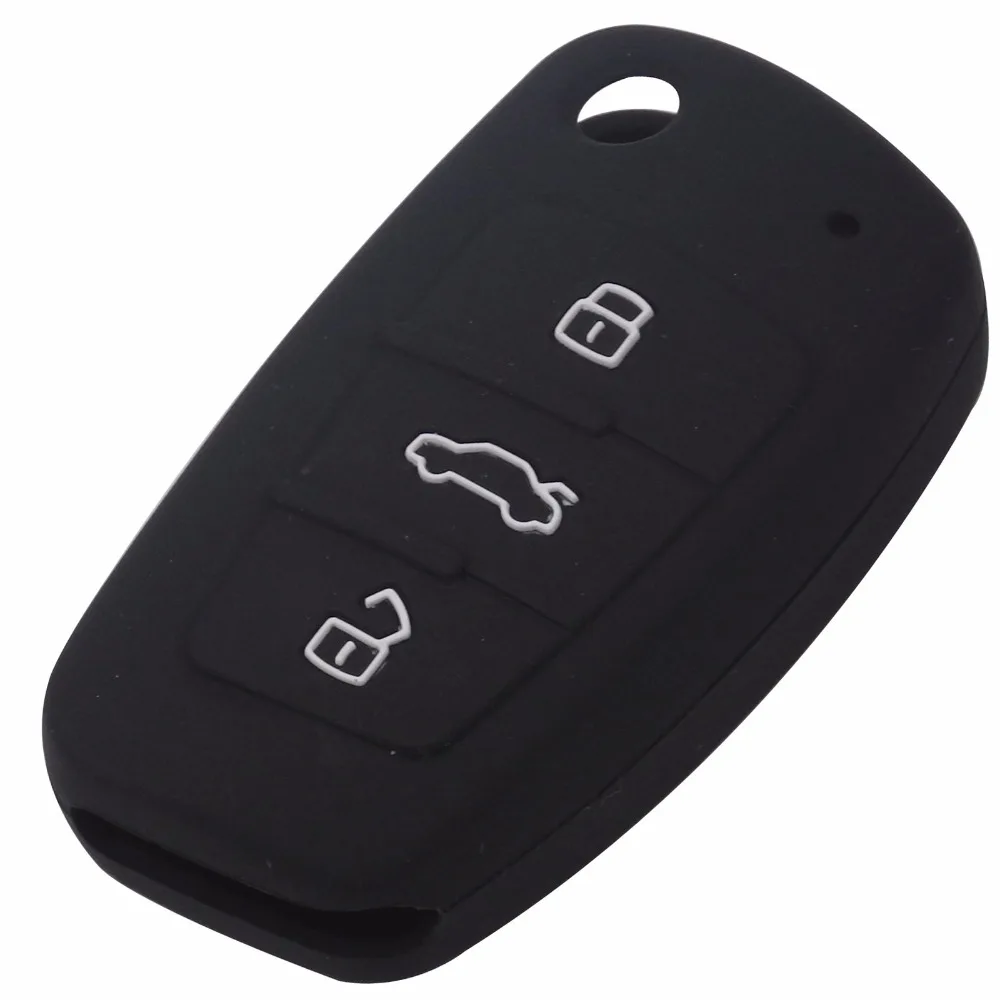 jingyuqin 3 Buttons Car Silicone Key Cover Styling Case Cover Fob Shell For Audi A1 A3 Q3 Q7 R8 A6L TT Key Case Four Car Styling