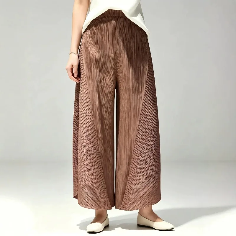 Miyake Pleated 2026 Solid Color Fashion Autumn New High-end Casual Pants for Women Loose Casual Style Wide-leg Pants for Women