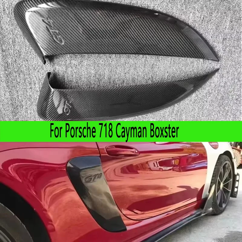 

For Porsche 718 Cayman Boxster Carbon Fiber Set Auto Fender Side Air Vent Side wind knife Outlet Cover Auto parts body kit