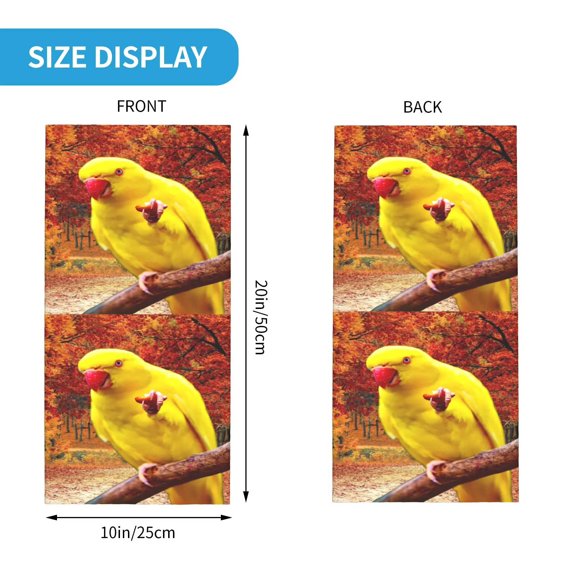 Yellow Ringneck Parrot Bird Parakeet Bandana Neck Gaiter Printed Mask Scarf Balaclava Riding Unisex Adult Breathable view 2