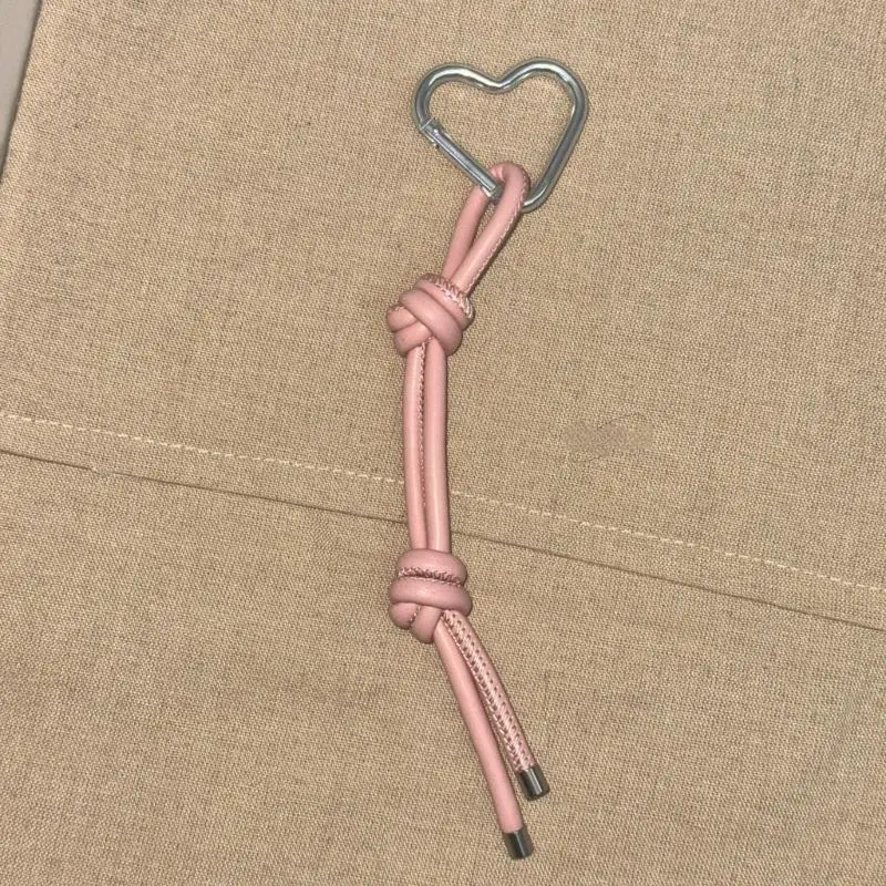 A52E Elegante Liebe Thema PU Leder Schlüssel Ring Metall Herz Charme Schlüsselbund Hängen Ornament Tragen Beständig Täglichen – Detail 3