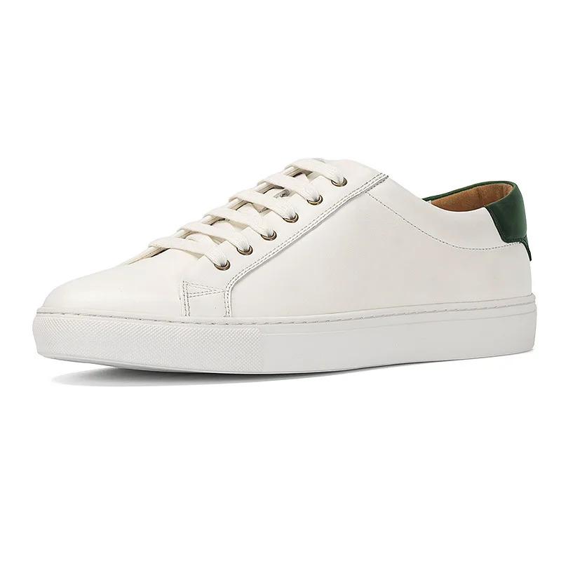 

2026 New Men Casual Shoes Genuine Leather Lace-Up Casual Sports Shoes Outdoor Vulcanized Shoes High-Quality Men White Sneakers