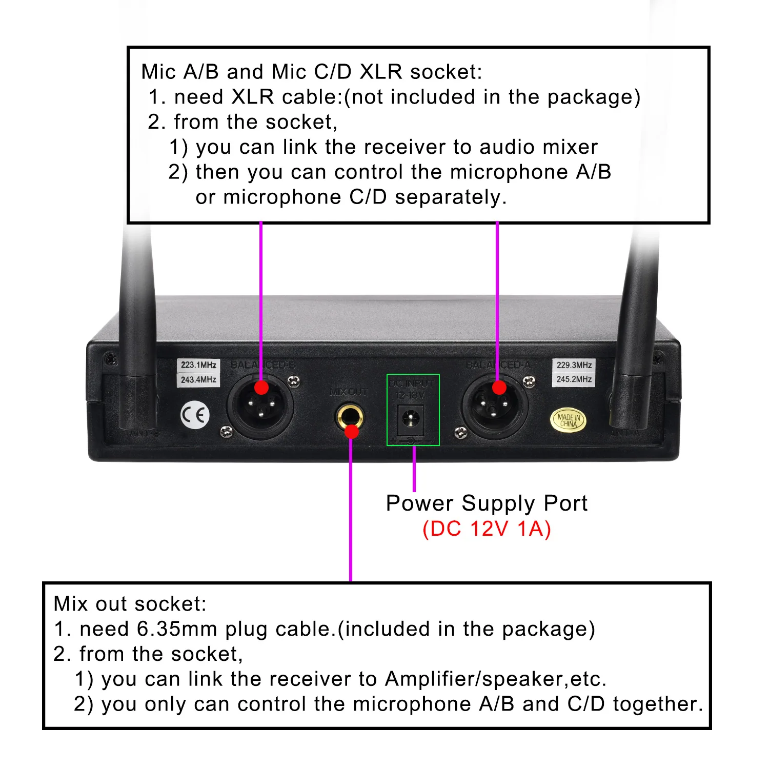 ميكروفون لاسلكي محمول باليد VHF ، تردد ثابت ، 4 أجهزة إرسال ديناميكية محمولة ، ميكروفون KTV لاسلكي منزلي ، ، كاريوكي حفلات صغيرة ، 30 متر